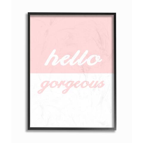 'Hello Gorgeous - Split Pink' Framed Giclee Texturized Art