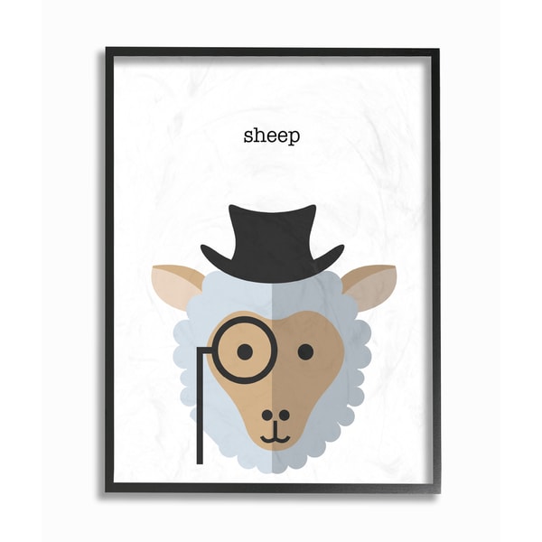 'Typographic Hipster Sheep' Framed Giclee Texturized Art. Opens flyout.