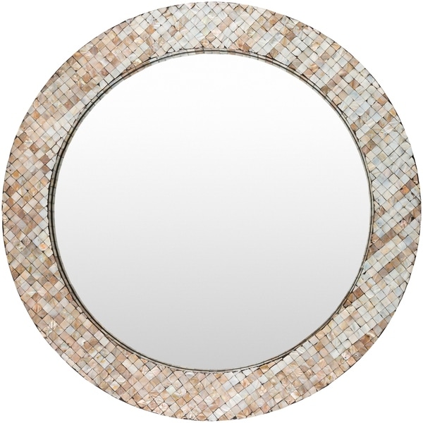 Sunda Mother of Pearl Inlaid Wall Mirror (31.5 x 31.5) - Grey - 31.5" x 31.5"