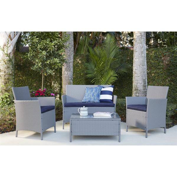 Shop Cosco Outdoor Living 4 Piece Jamaica Grey And Navy Resin