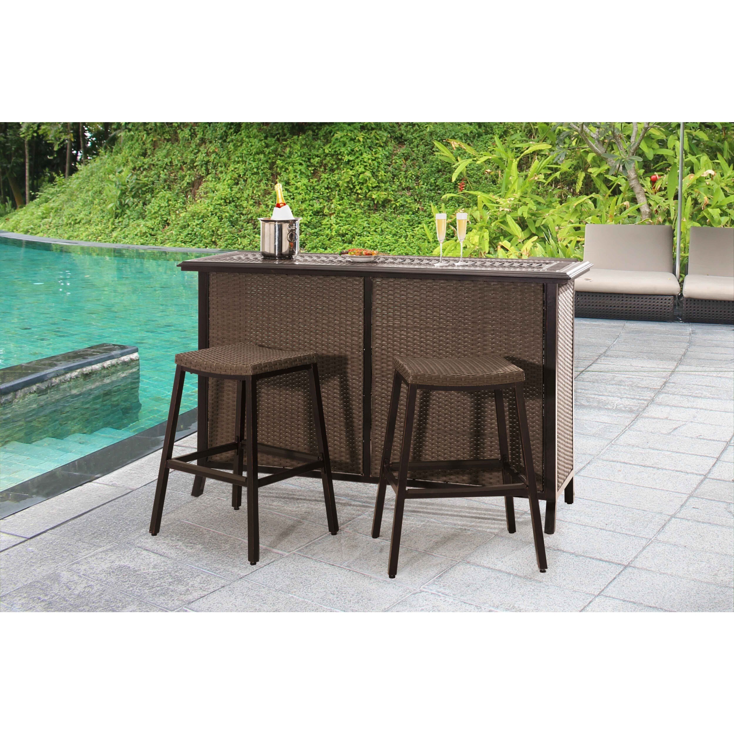 Shop Sunjoy Tulsa Aluminum And Wicker Bar Set Free Shipping