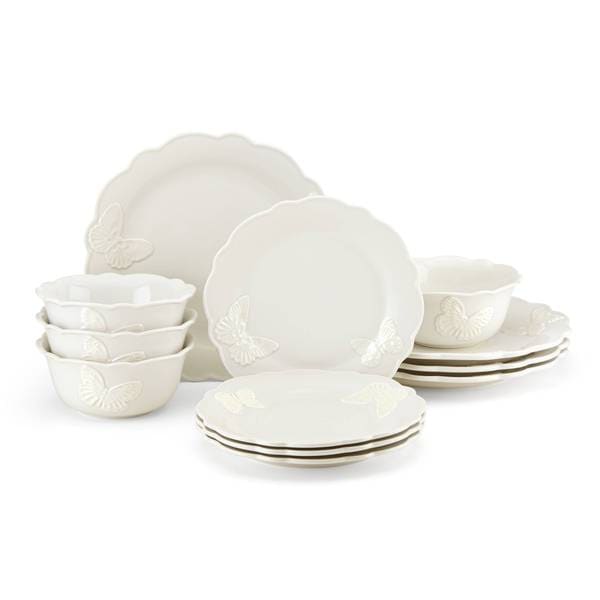 Shop Lenox Butterfly Meadow Carved Vanilla 12 Piece Dinnerware Set