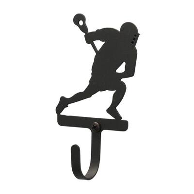 Lacrosse Player Black Wrought Iron Small Wall Hook
