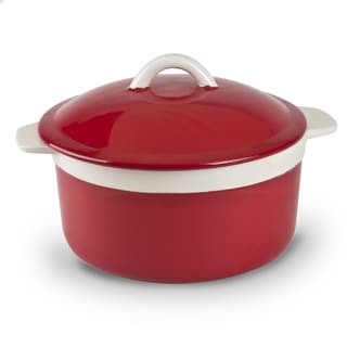 Mr Food Test Kitchen Red Stoneware 1.5-quart Lidded Round Casserole ...