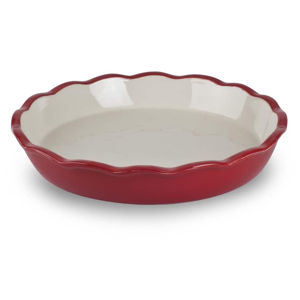 Mr Food Test Kitchen Red Ceramic Stoneware 10-inch Pie Plate