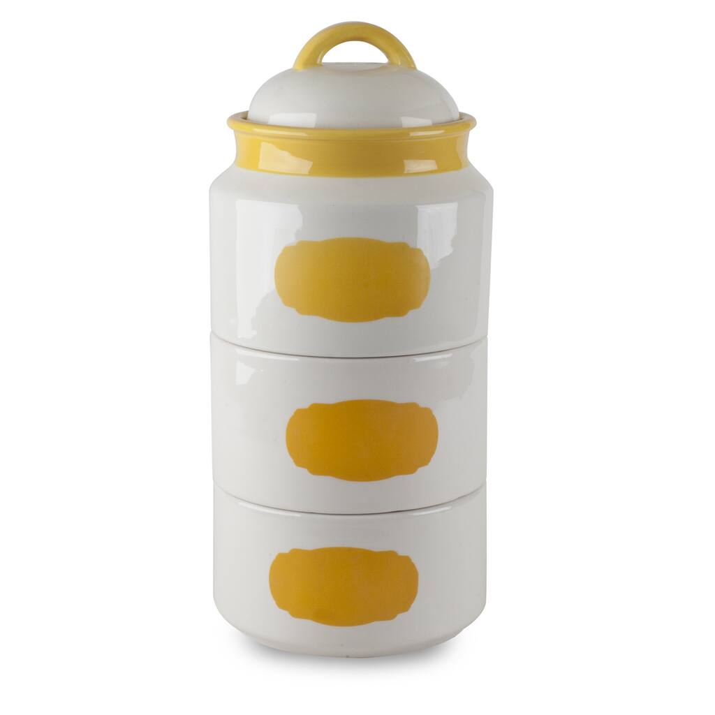 Mr Food Test Kitchen Yellow Stackable Canister Set with Chalkboard