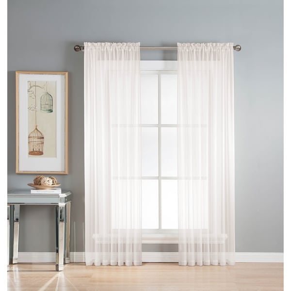 Window Elements Diamond Sheer Voile 90-inch Grommet Curtain Panel ...