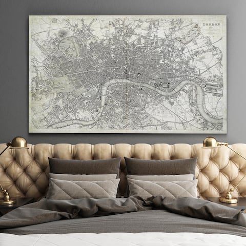 Antique London Map Dusty White - Premium Gallery Wrapped Canvas