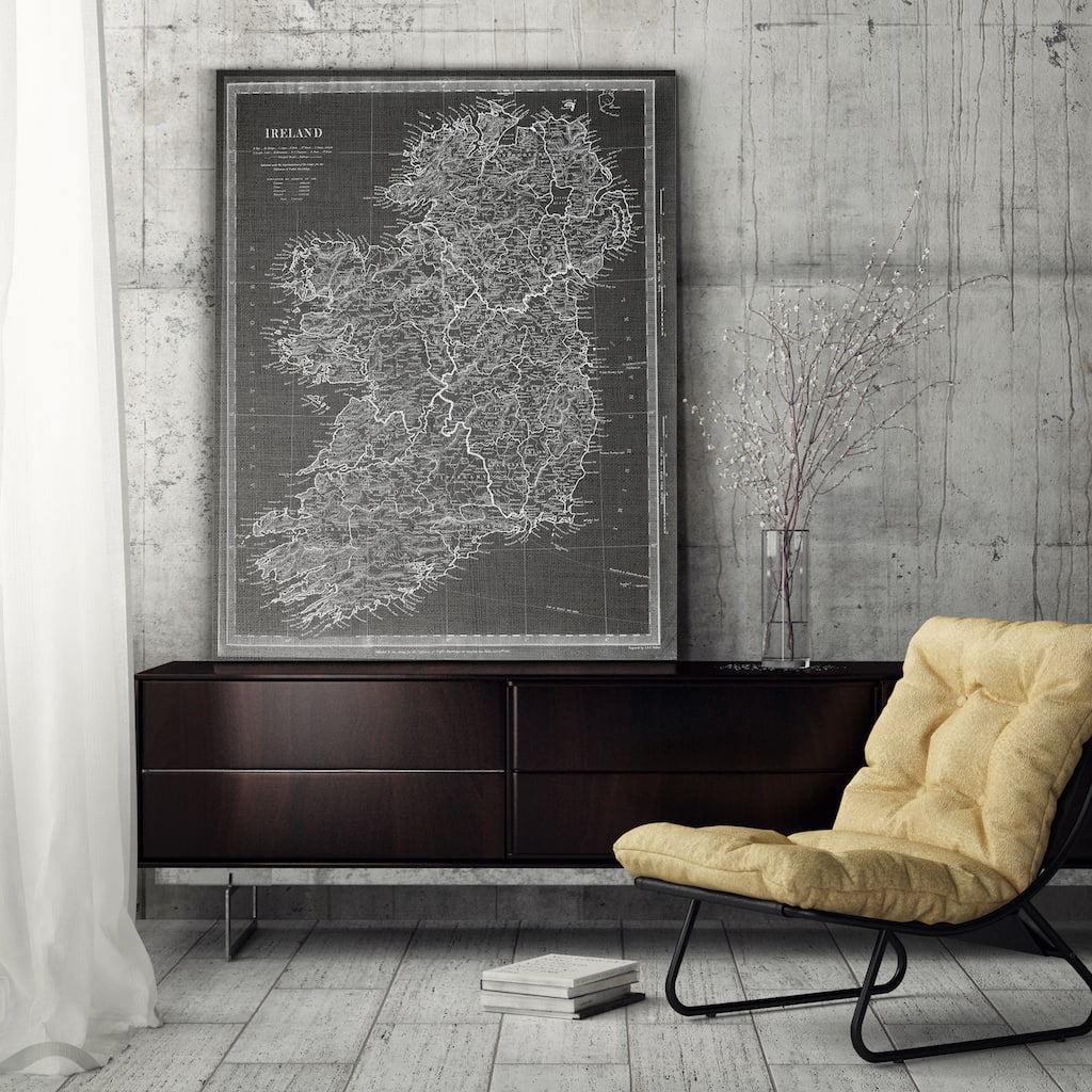 Vintage Ireland Map Grey - Premium Gallery Wrapped Canvas
