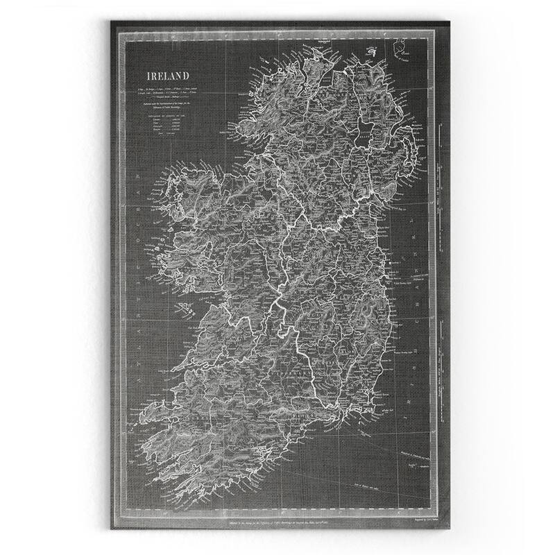 Vintage Ireland Map Grey - Premium Gallery Wrapped Canvas