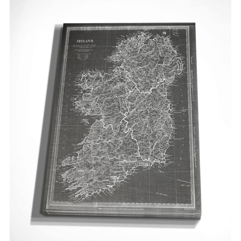 Vintage Ireland Map Grey - Premium Gallery Wrapped Canvas