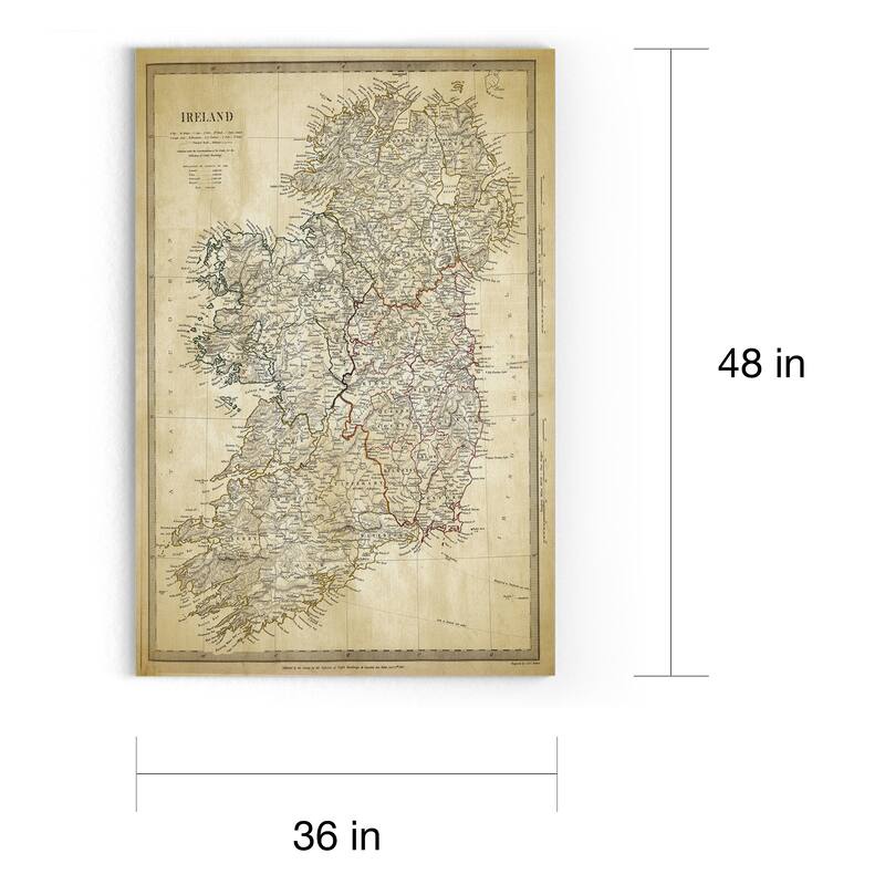 Vintage Ireland Map II - Premium Gallery Wrapped Canvas