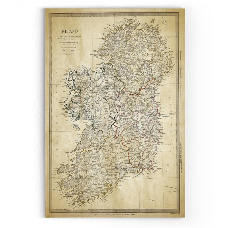 Vintage Ireland Map II - Premium Gallery Wrapped Canvas