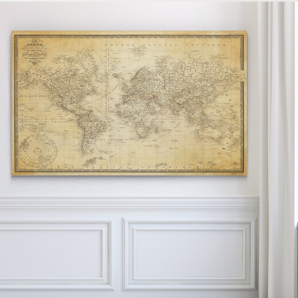 Vintage Wold Map v Parchment - Premium Gallery Wrapped Canvas. Opens flyout.