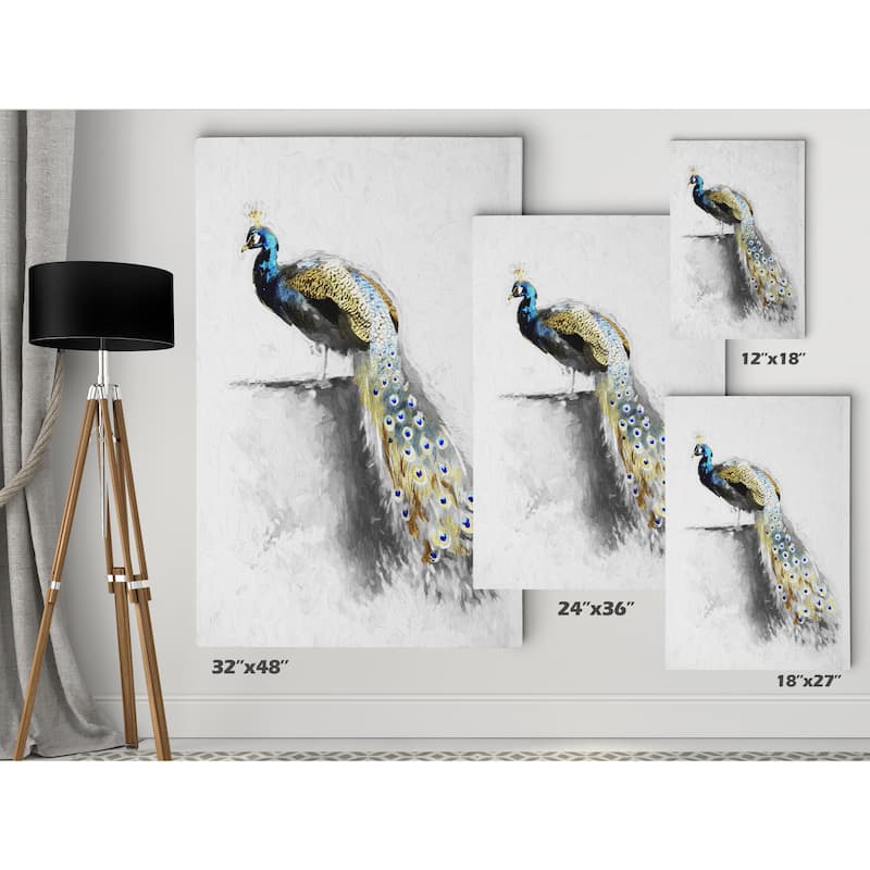 Golden Blue Peacock Feather II - Premium Gallery Wrapped Canvas