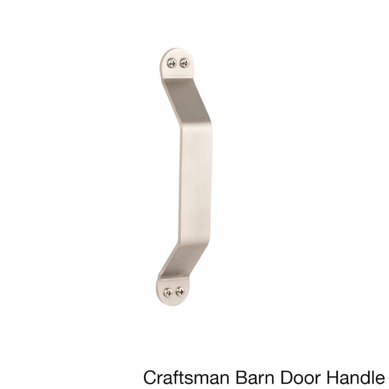 Barn Door Track System with Strap Roller 15 - Craftsman Barn Door Handle - Satin Nickel - 8"