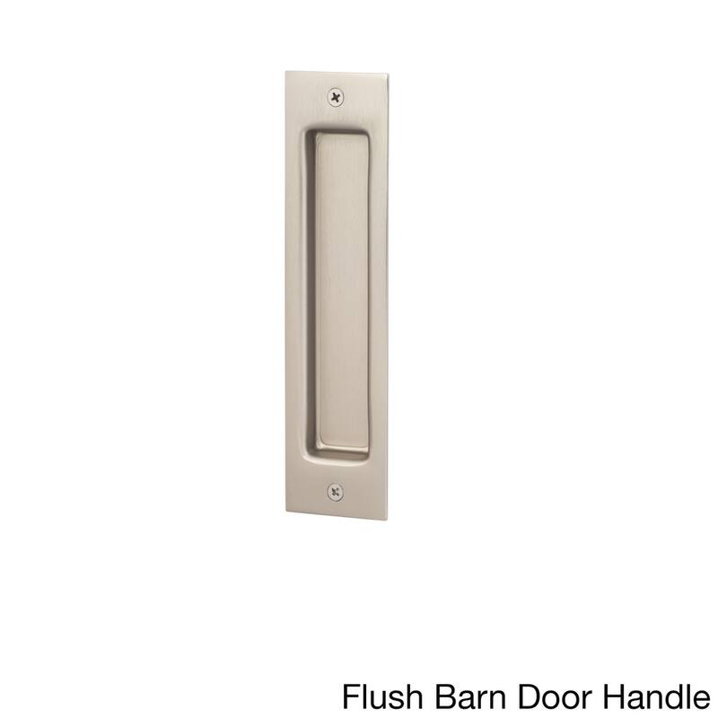 Barn Door Track System with Strap Roller 15 - Flush Barn Door Handle - Satin Nickel - 8"