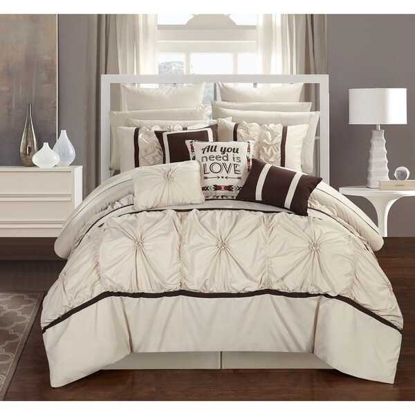 Chic Home 16-piece Legaspi Beige Bed In a Bag Comforter Set