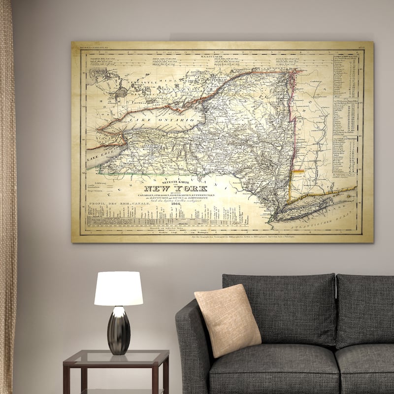 Vintage New Your Map II - Premium Gallery Wrapped Canvas
