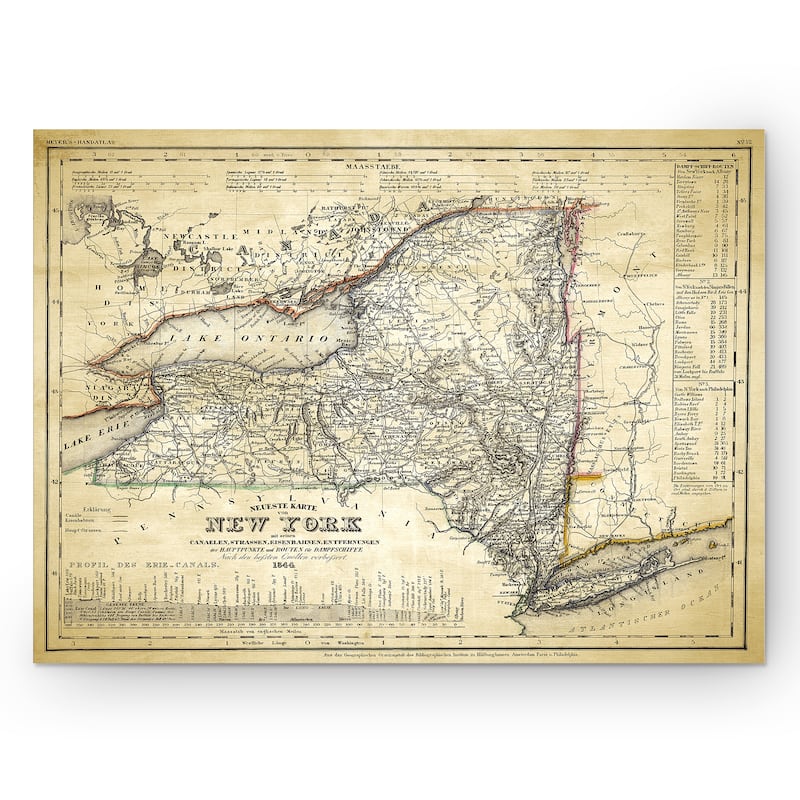 Vintage New Your Map II - Premium Gallery Wrapped Canvas