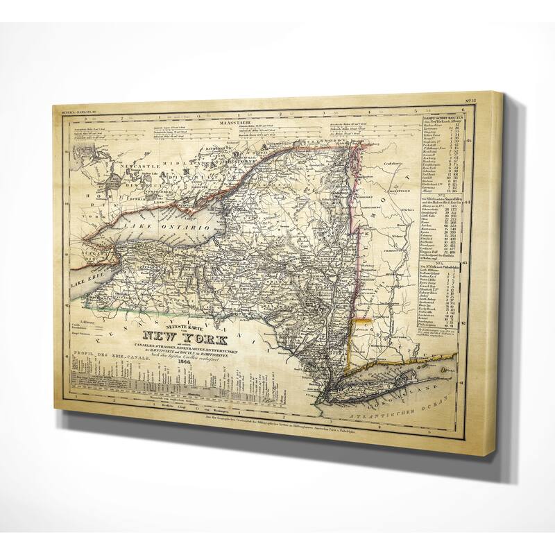 Vintage New Your Map II - Premium Gallery Wrapped Canvas