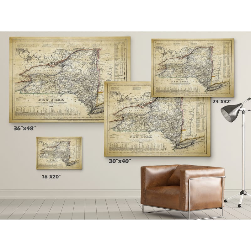 Vintage New Your Map II - Premium Gallery Wrapped Canvas