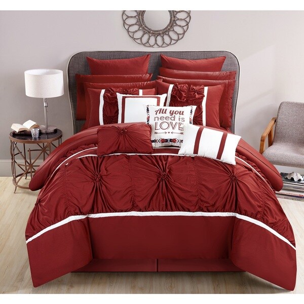 Chic Home 16-Piece Legaspi Marsala Bed In a Bag Comforter Set, Marsala