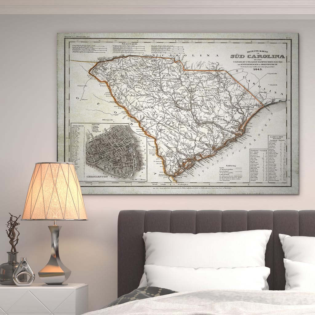 Vintage Map South Carloina I - Premium Gallery Wrapped Canvas