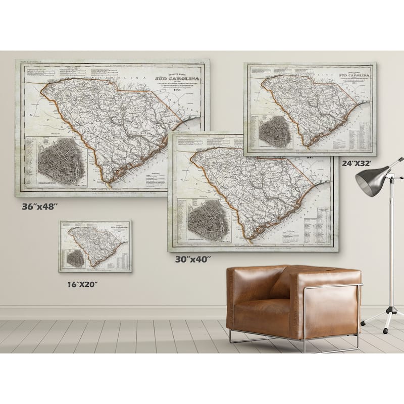 Vintage Map South Carloina I - Premium Gallery Wrapped Canvas