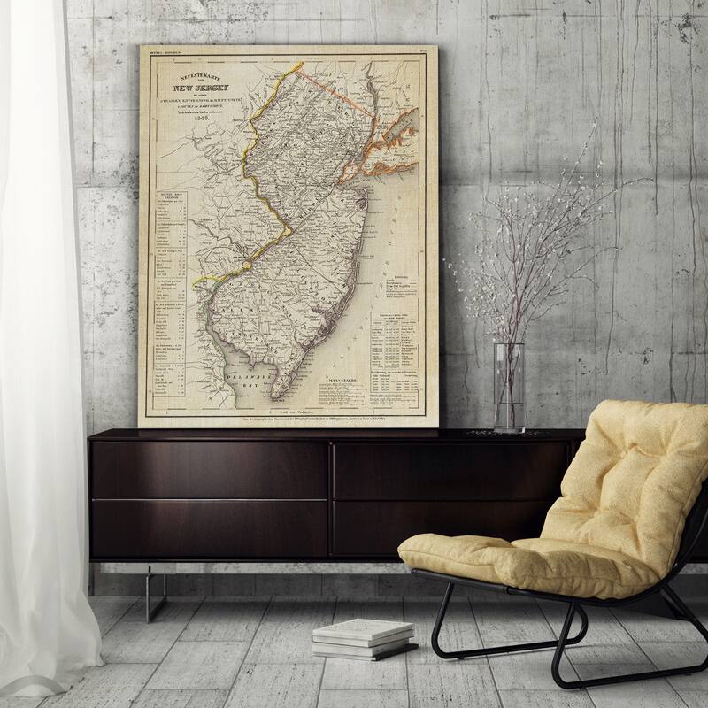 Vintage Map New Jersey II - Premium Gallery Wrapped Canvas