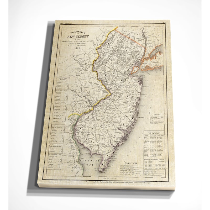 Vintage Map New Jersey II - Premium Gallery Wrapped Canvas