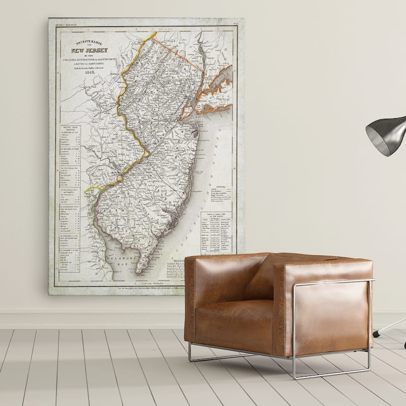 Vintage Map New Jersey I - Premium Gallery Wrapped Canvas
