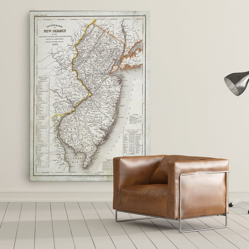 Vintage Map New Jersey I - Premium Gallery Wrapped Canvas