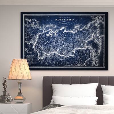 Vintage Map Russialand Blue - Premium Gallery Wrapped Canvas