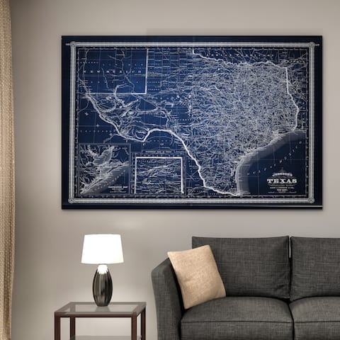 Vintage Map Texas Blue - Premium Gallery Wrapped Canvas