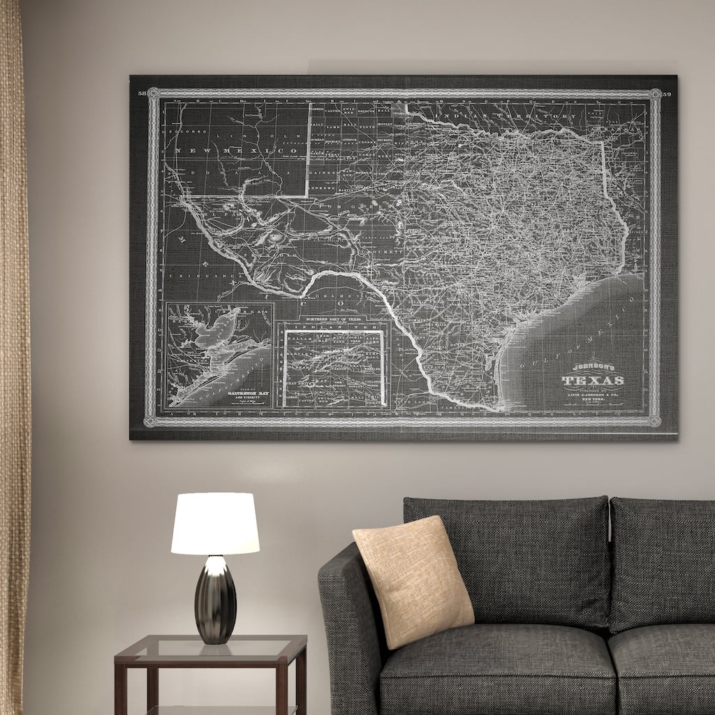 Vintage Map Texas Grey - Premium Gallery Wrapped Canvas