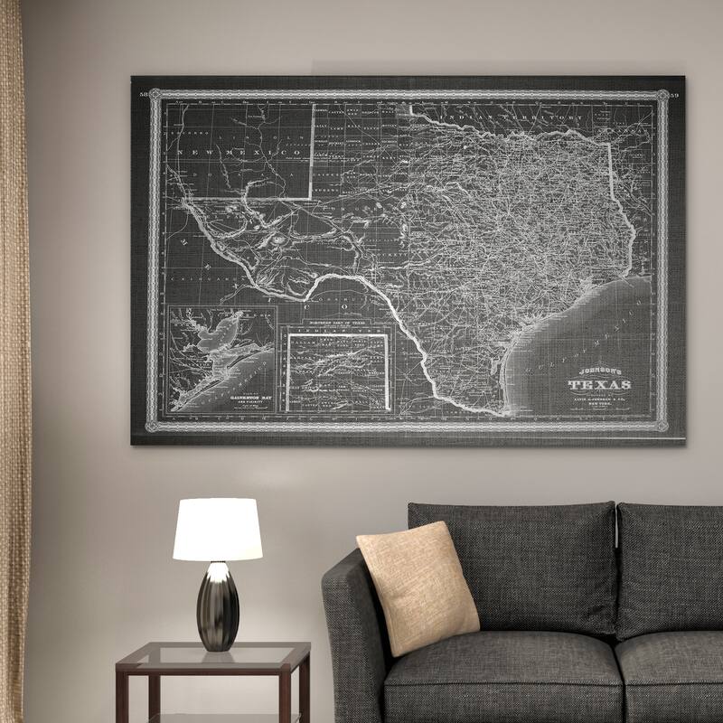Vintage Map Texas Grey - Premium Gallery Wrapped Canvas