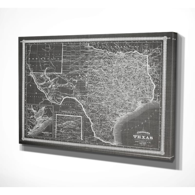 Vintage Map Texas Grey - Premium Gallery Wrapped Canvas
