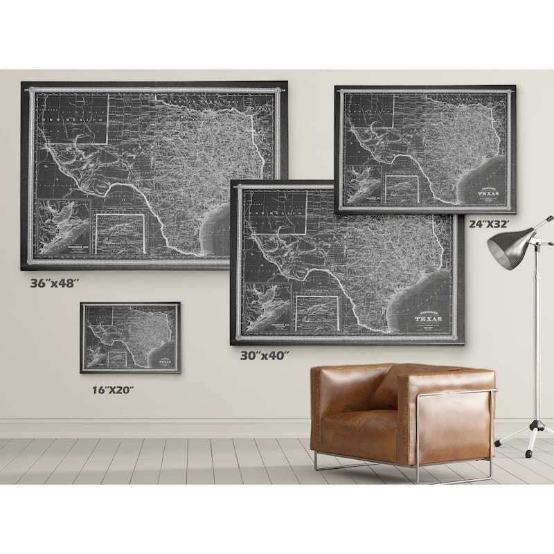 Vintage Map Texas Grey - Premium Gallery Wrapped Canvas