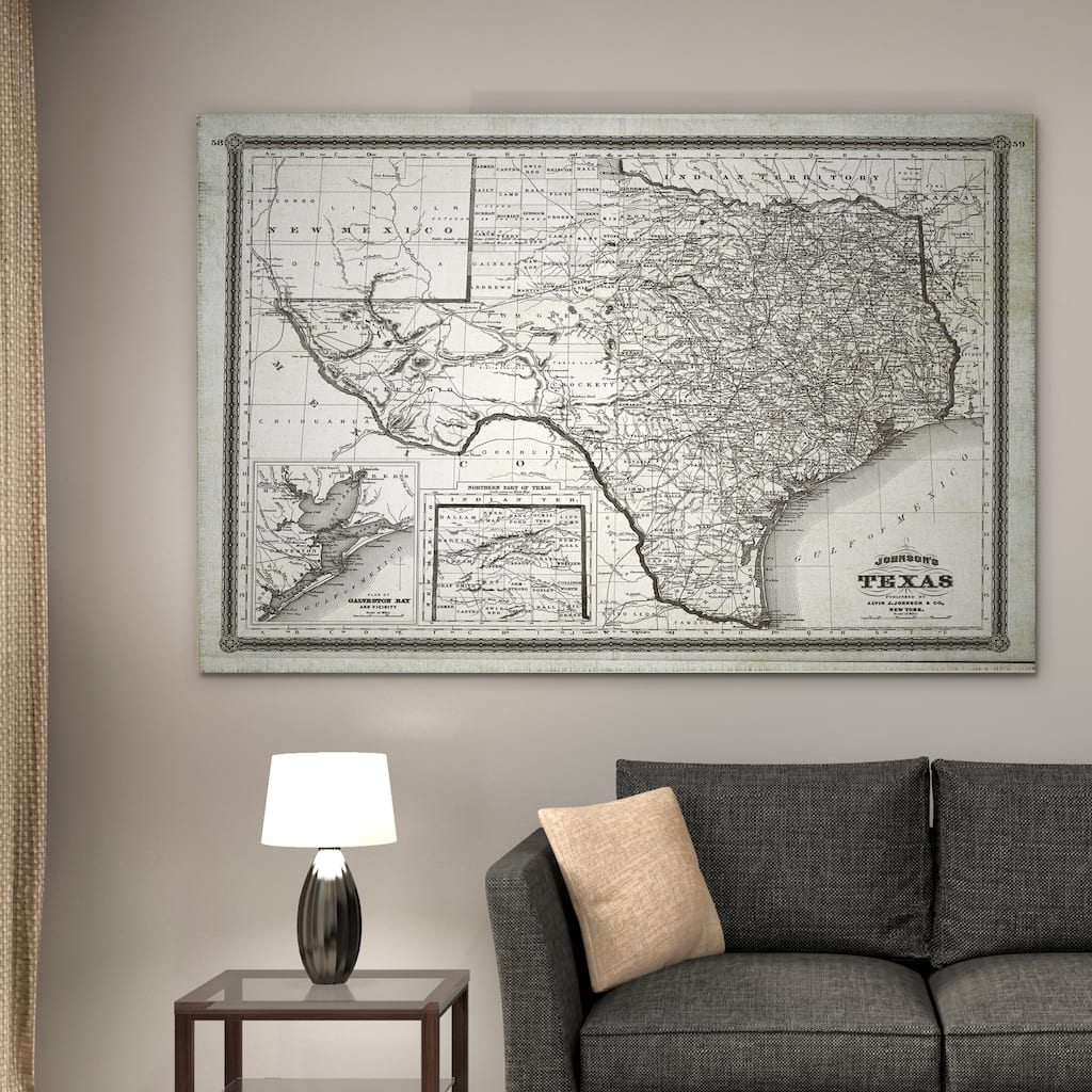 Vintage Map Texas II - Premium Gallery Wrapped Canvas