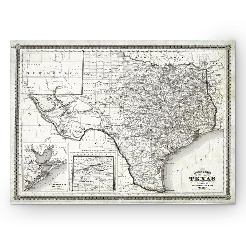 Vintage Map Texas II - Premium Gallery Wrapped Canvas