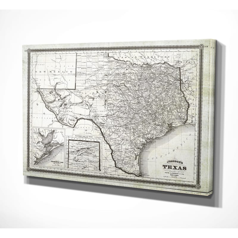 Vintage Map Texas II - Premium Gallery Wrapped Canvas
