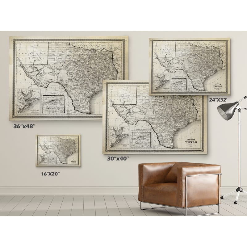 Vintage Map Texas I - Premium Gallery Wrapped Canvas
