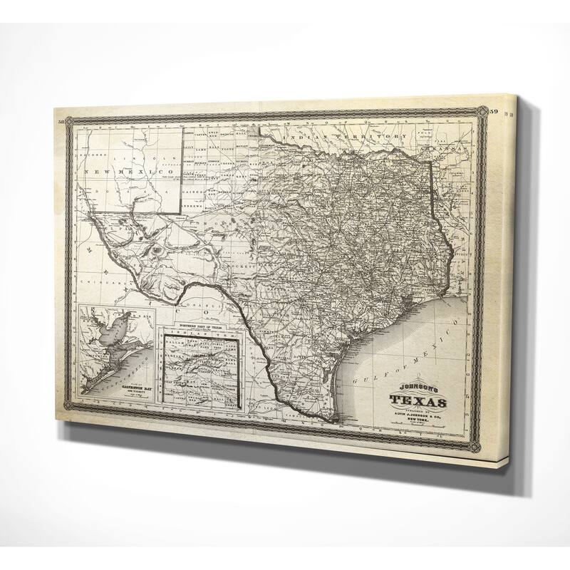 Vintage Map Texas I - Premium Gallery Wrapped Canvas