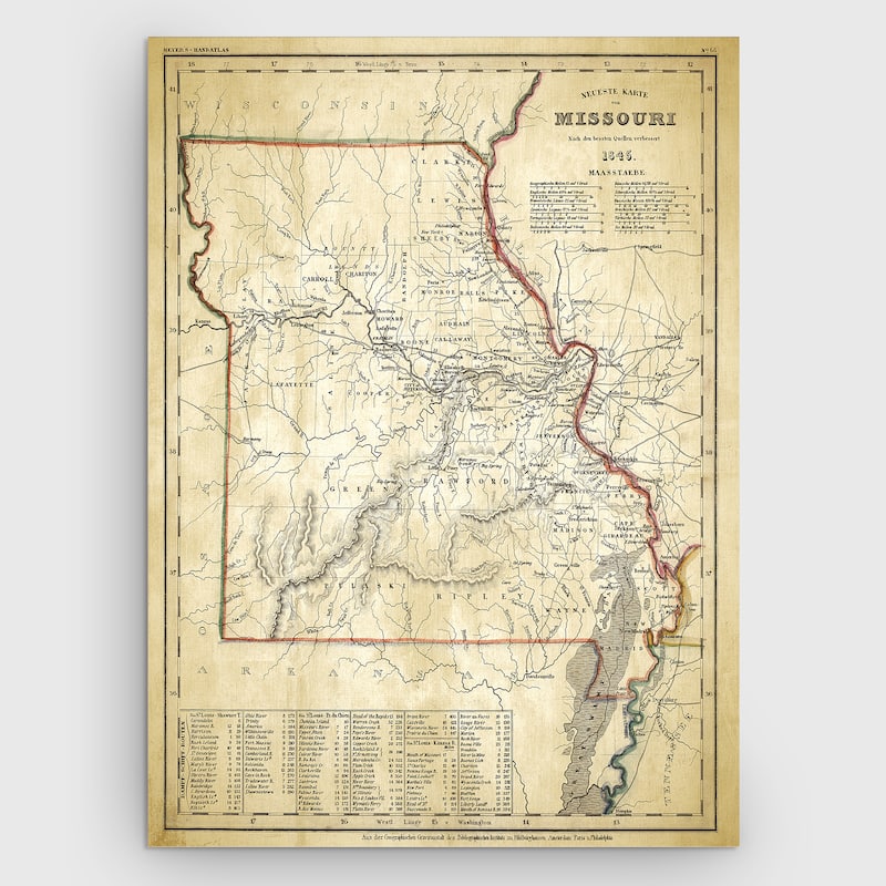Antique Map Missouri II - Premium Gallery Wrapped Canvas