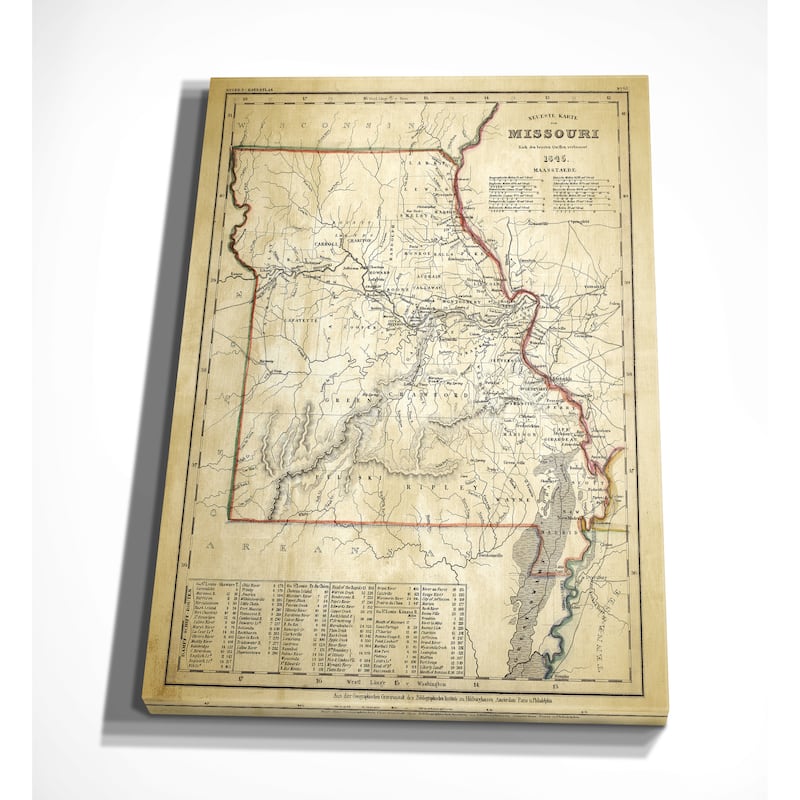 Antique Map Missouri II - Premium Gallery Wrapped Canvas