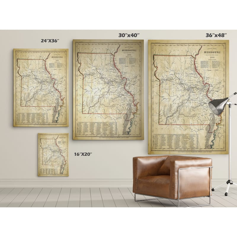 Antique Map Missouri II - Premium Gallery Wrapped Canvas