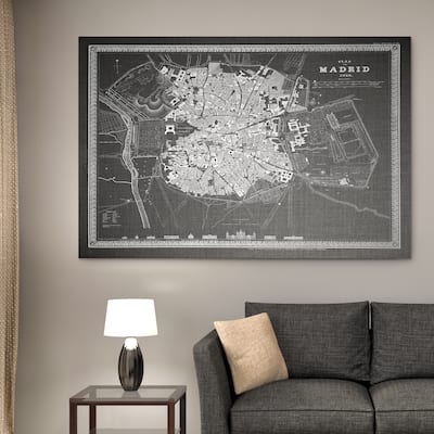 Madrid Sketch Map Grey - Premium Gallery Wrapped Canvas