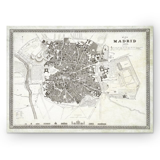 Madrid Sketch Map I - Premium Gallery Wrapped Canvas