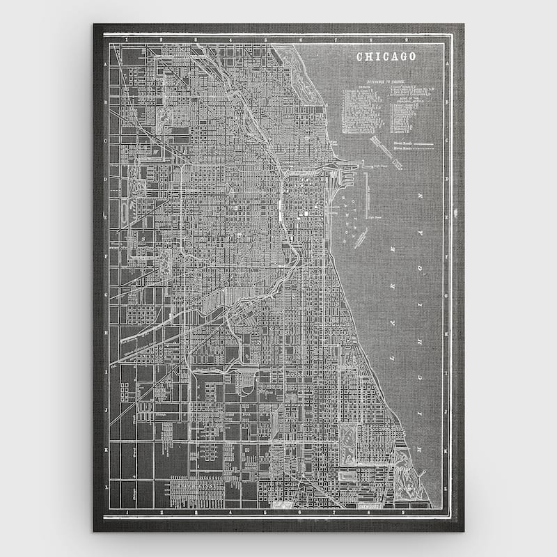 Chircago Sketch Map Grey - Premium Gallery Wrapped Canvas